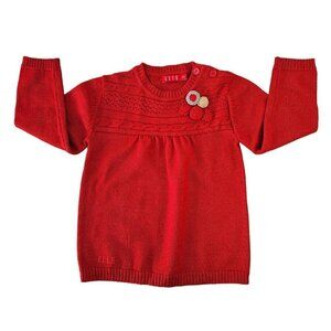 Elle Red Knit Baby Girl Dress 3-6Mo/61cm Wool Blend Long Sleeve Round Neck